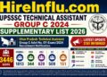 UPSSSC Technical Assistant Group C 2024 Supplementary List 2026 for 3446 Post